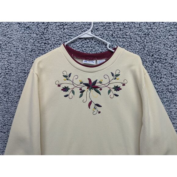 VTG Blair Embroidered Grandma Sweatshirt Size XL Pullover Cottage Floral Cream - Picture 3 of 12